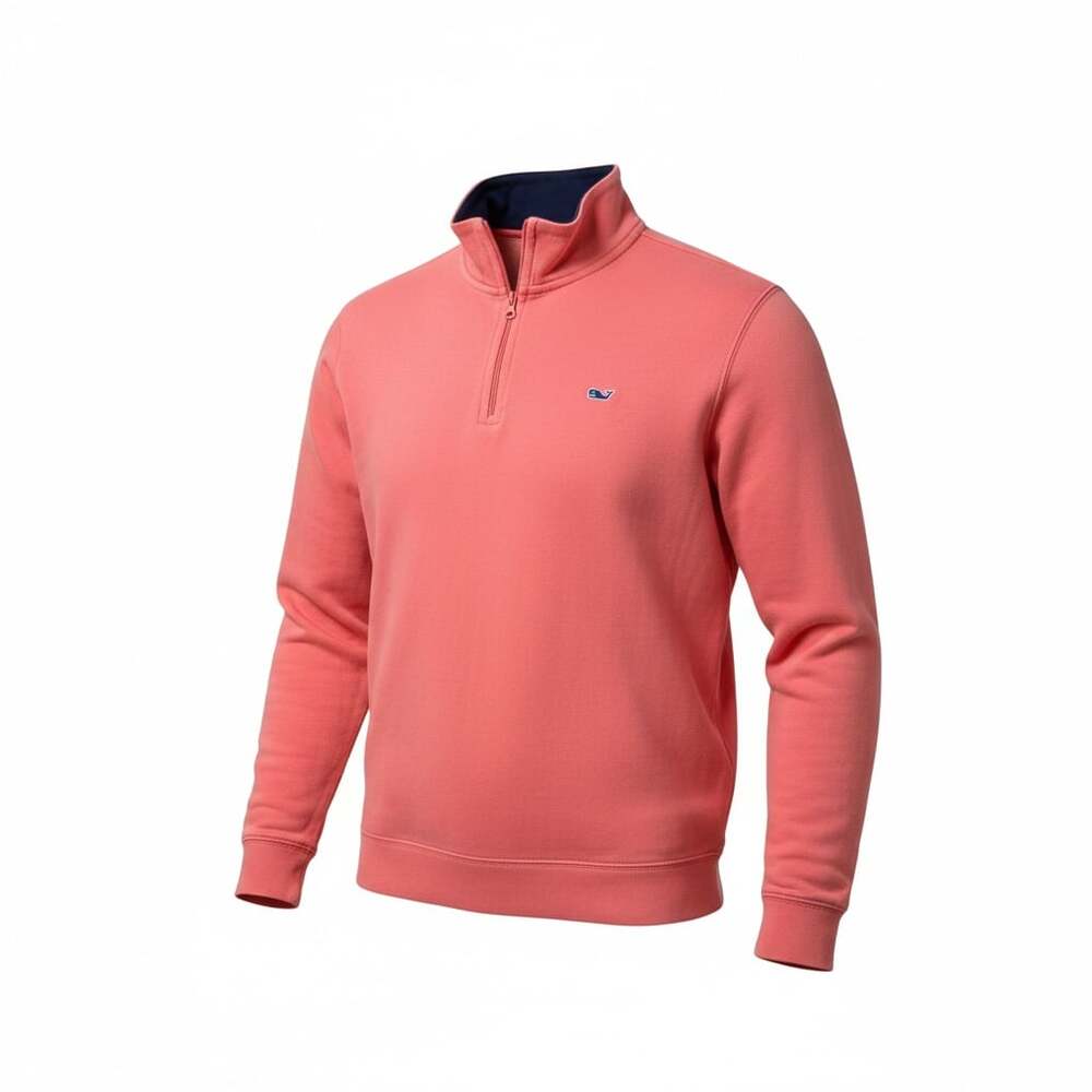 Vineyard Vines Men's Saltwater Quarter-Zip Pullover in Coral